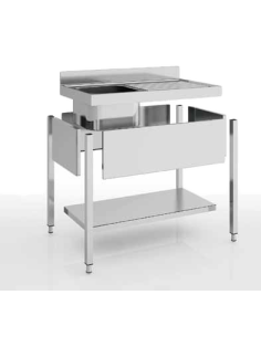 Fregadero 1 Cuba con Escurridor Inox Fondo 700 con Bastidor