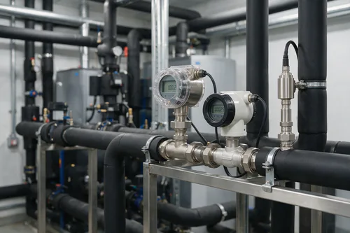 Sensores y equipos de medición instalados en un sistema HVAC profesional